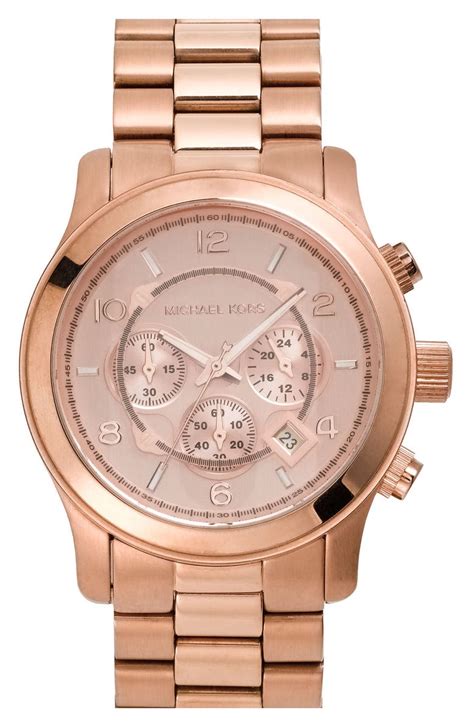 michael kors oversized runway watch rose gold|michael kors black men's watch.